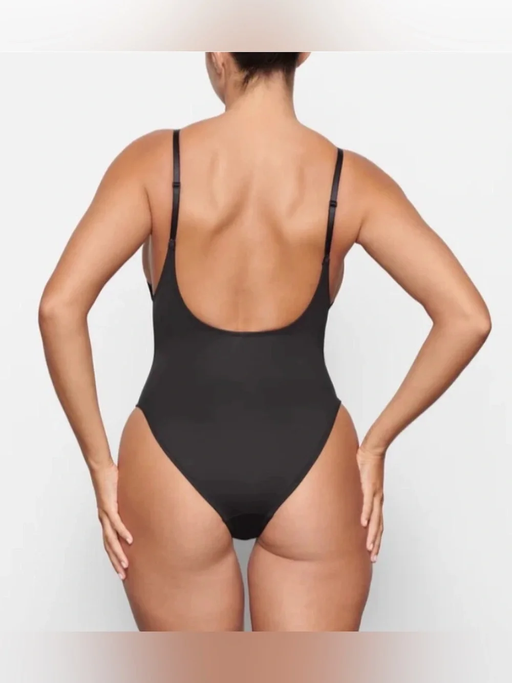 Skims Black Women's One-Piece swim scoop neck